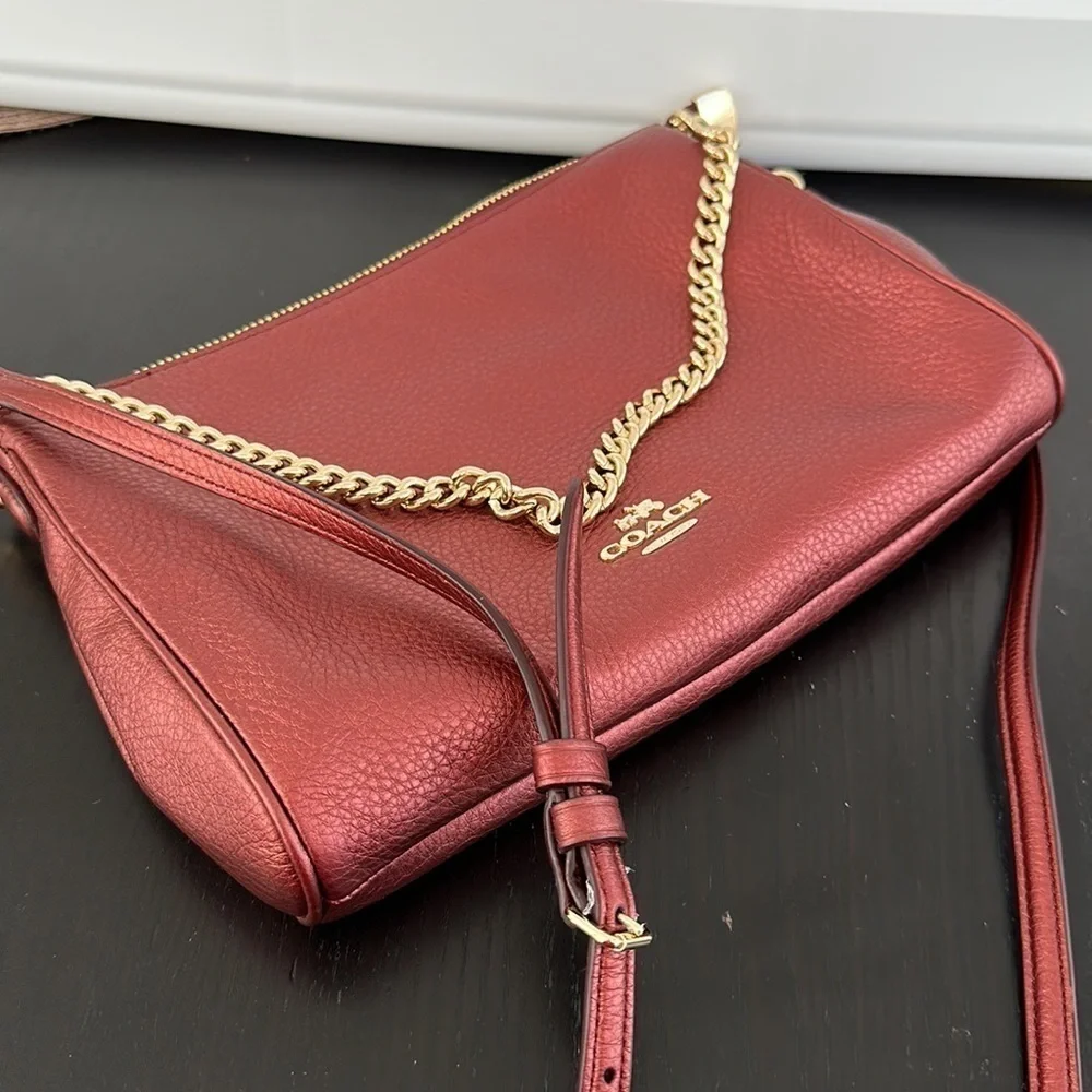 Coach CARRIE CROSSBODY IN METALLIC LEATHER - Picture 11 of 14